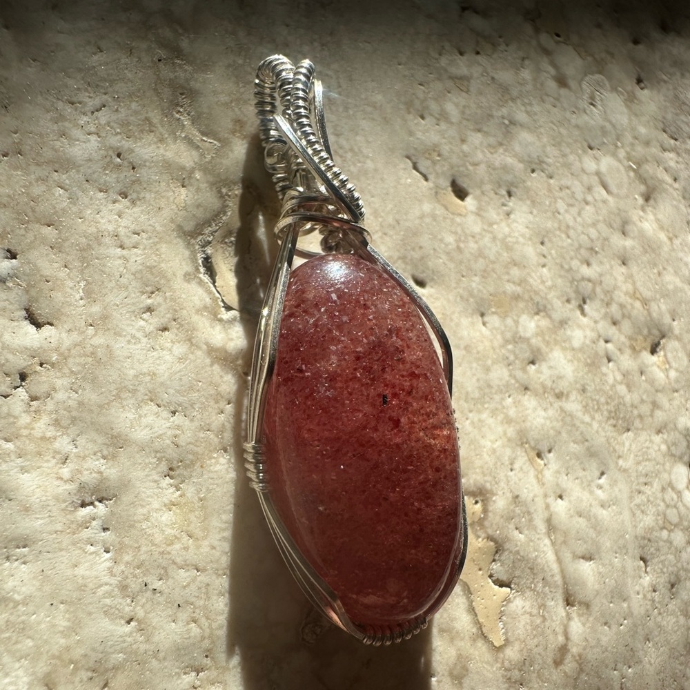 Sterling Silver Strawberry Quartz Necklace Pendant